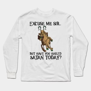 Devil Goat Hail Satan Satanic Baphomet Gothic Occult Goth Long Sleeve T-Shirt